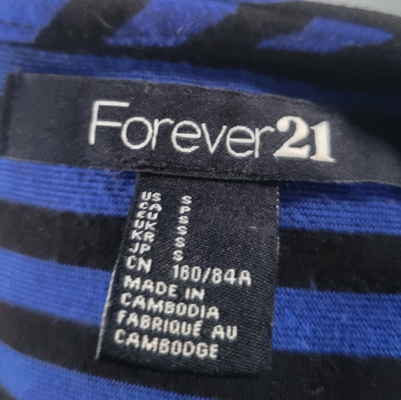 Sm Forever 21 Blue Black Stripe Peplum Dress - Picture 3 of 3